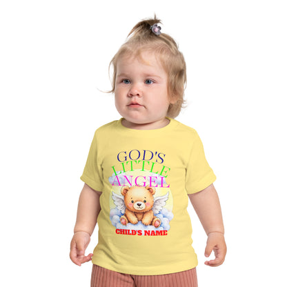 Baby T-Shirt — "God's Little Angel" Cute Winged Bear Personalized Tee