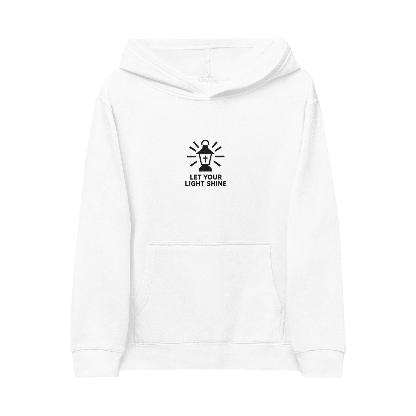 Kids Embroidered Hoodie - "Let Your Light Shine" Inspirational Fleece Pullover