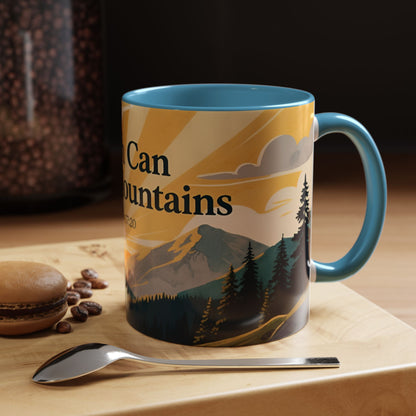 Faith Can Move Mountains Coffee Mug — Matthew 17:20 Inspirational Accent Mug