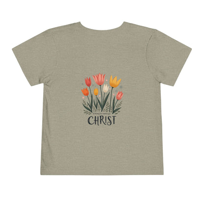 Cute Tulip Floral Christ Tee for Toddlers | Daily Faith Inspiration | Ideal Gift for Kids