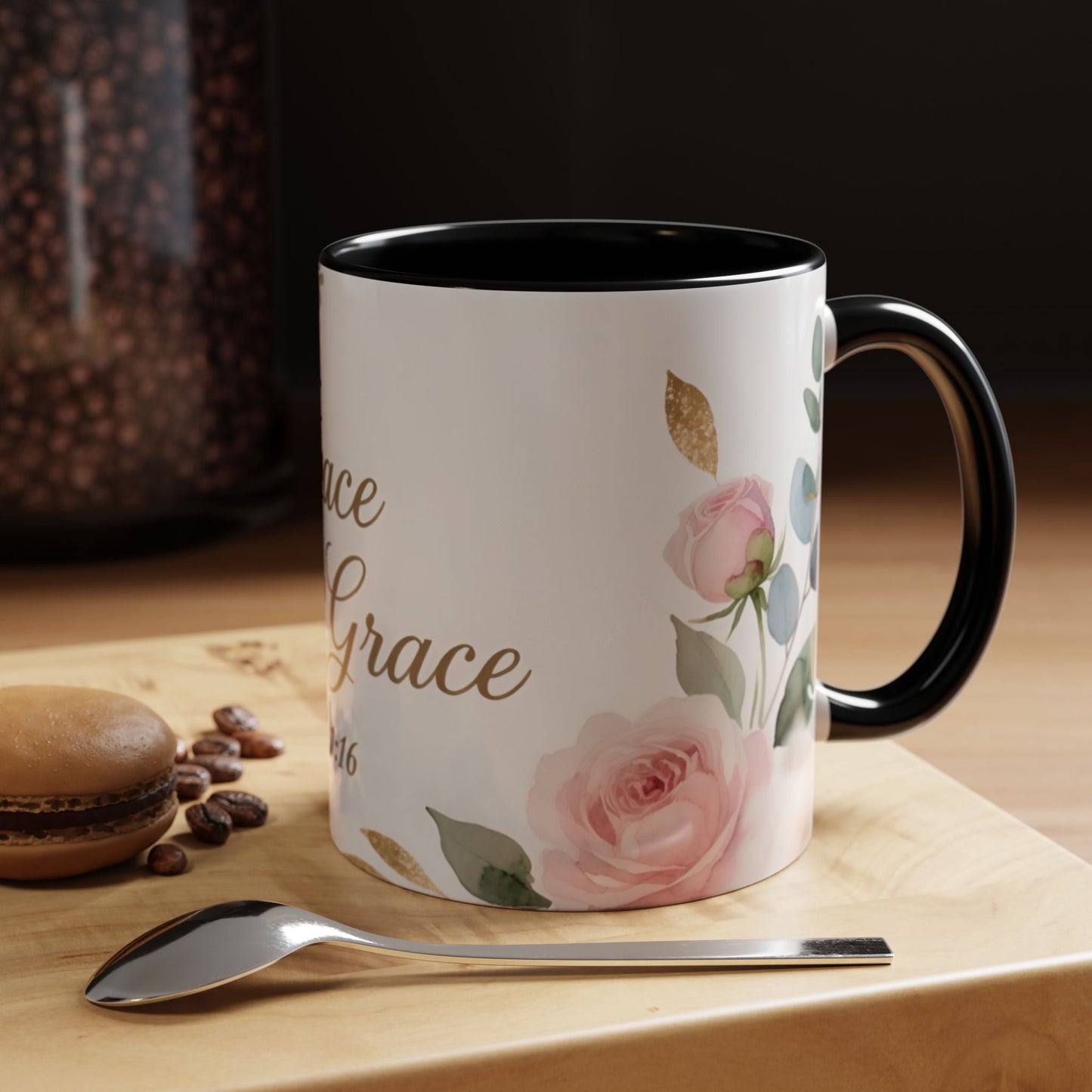 Grace Upon Grace Coffee Mug — Floral John 1:16 Scripture Accent Mug
