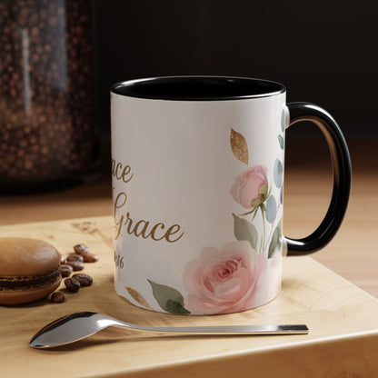 Grace Upon Grace Coffee Mug — Floral John 1:16 Scripture Accent Mug