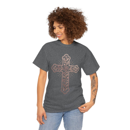 Floral Cross Tee – Delicate Pink Botanical Christian T-Shirt