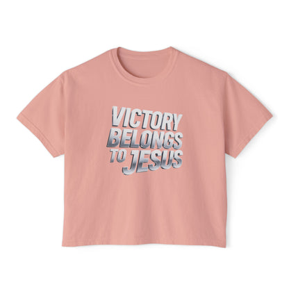 Victory Belongs to Jesus Boxy Tee — Christian Faith Graphic Tee