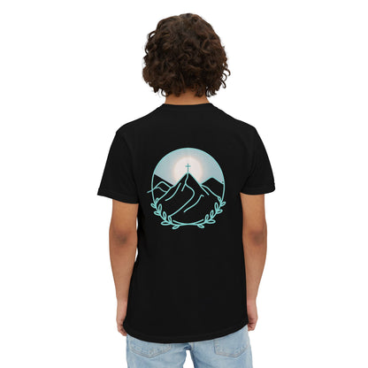 Pocket T-Shirt — Mountain Cross Back Graphic