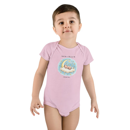 Baby Onesie - 'God Has a Plan for Me' Sleeping Moon Newborn Bodysuit