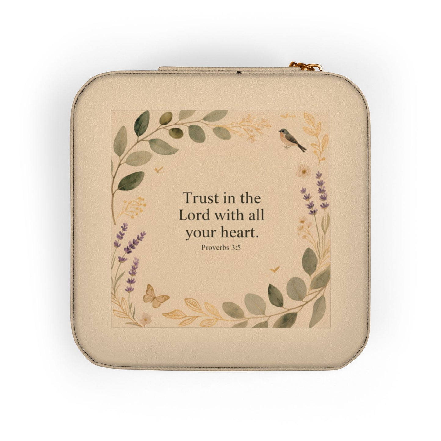Floral Faith Jewelry Travel Case — 'Trust in the Lord with All Your Heart' Compact Organizer