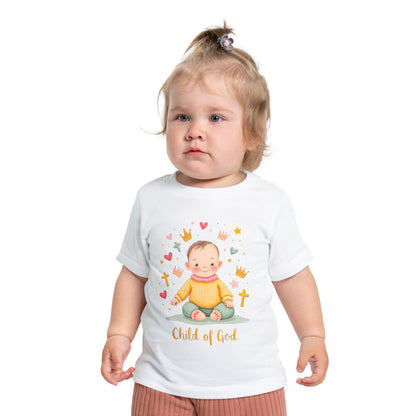 Baby Short Sleeve T-Shirt — "Child of God" Smiling Infant Faith Tee