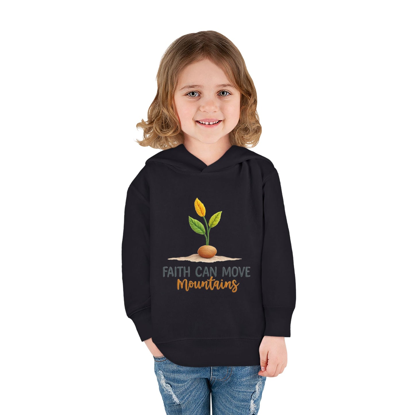 Toddler Hoodie - "Faith Can Move Mountains" Plant Graphic