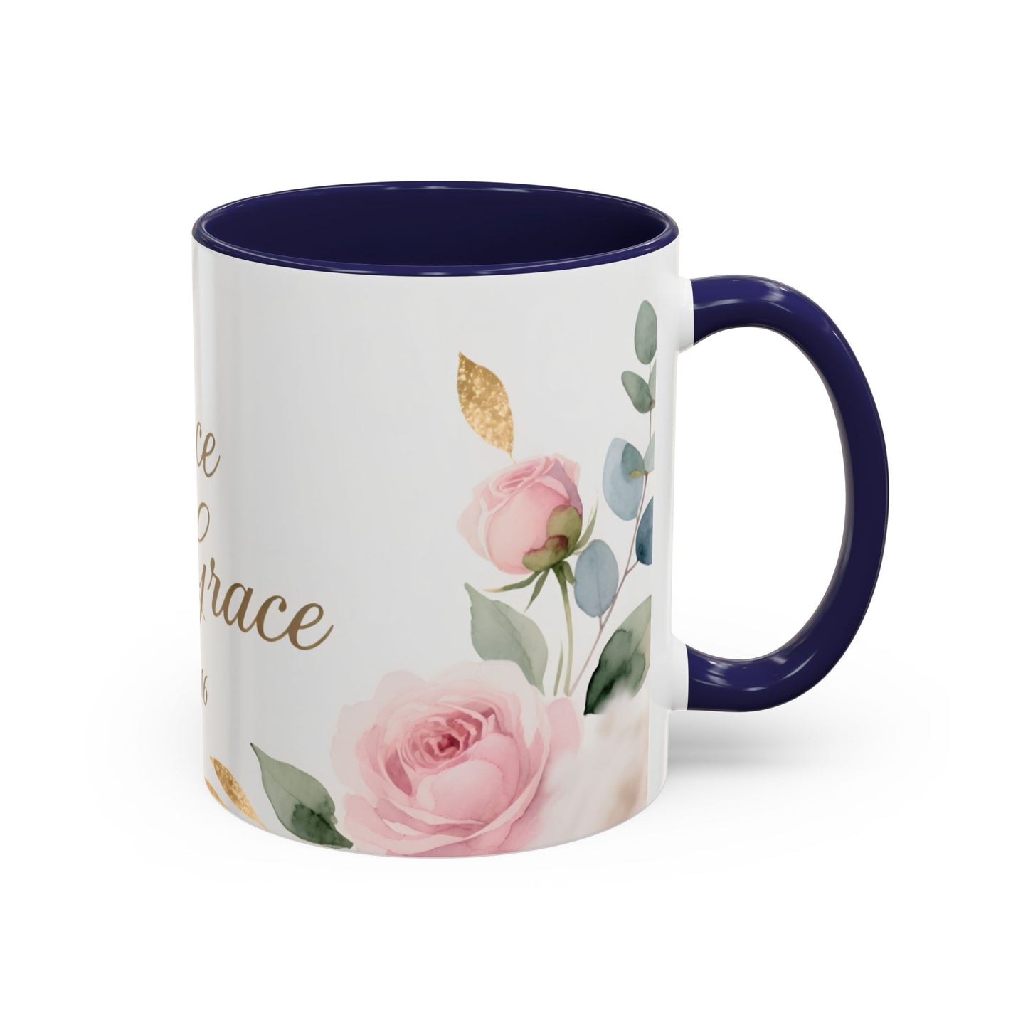 Grace Upon Grace Coffee Mug — Floral John 1:16 Scripture Accent Mug