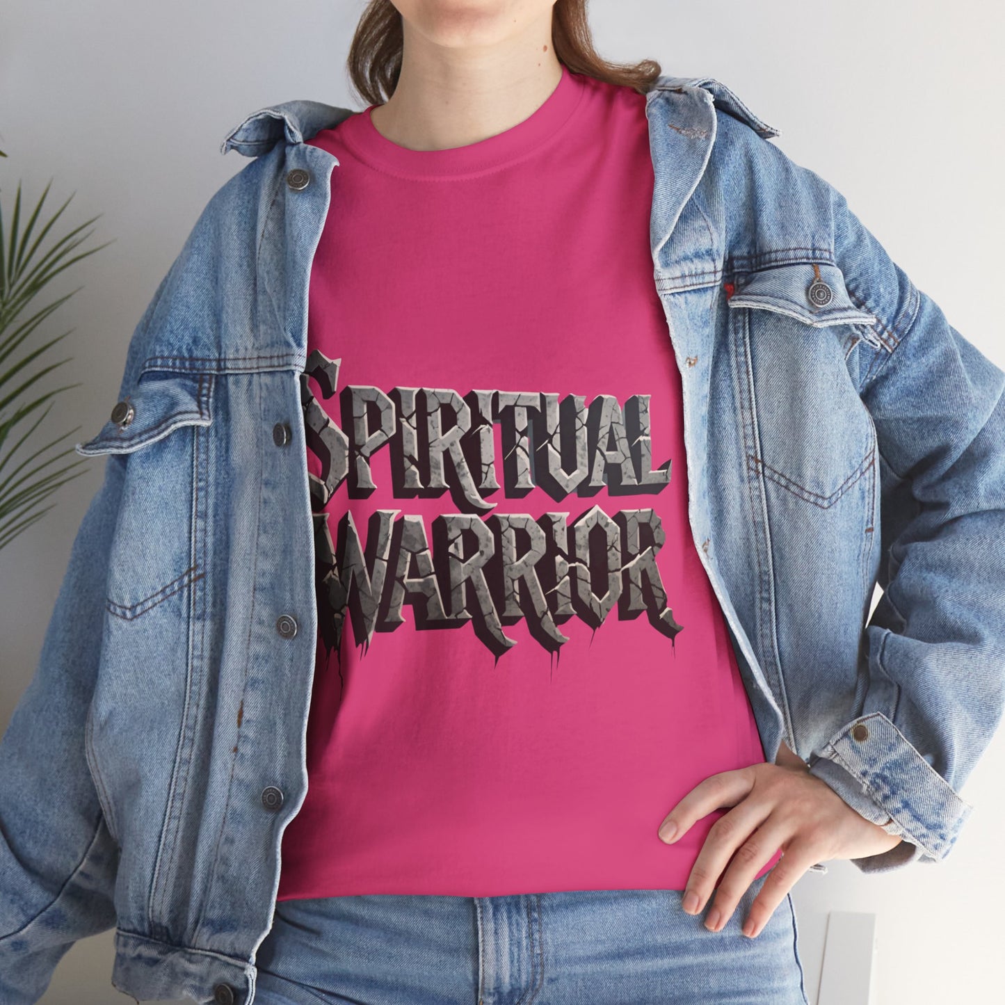 Spiritual Warrior T-Shirt — Gothic Lettering Faith & Strength Tee