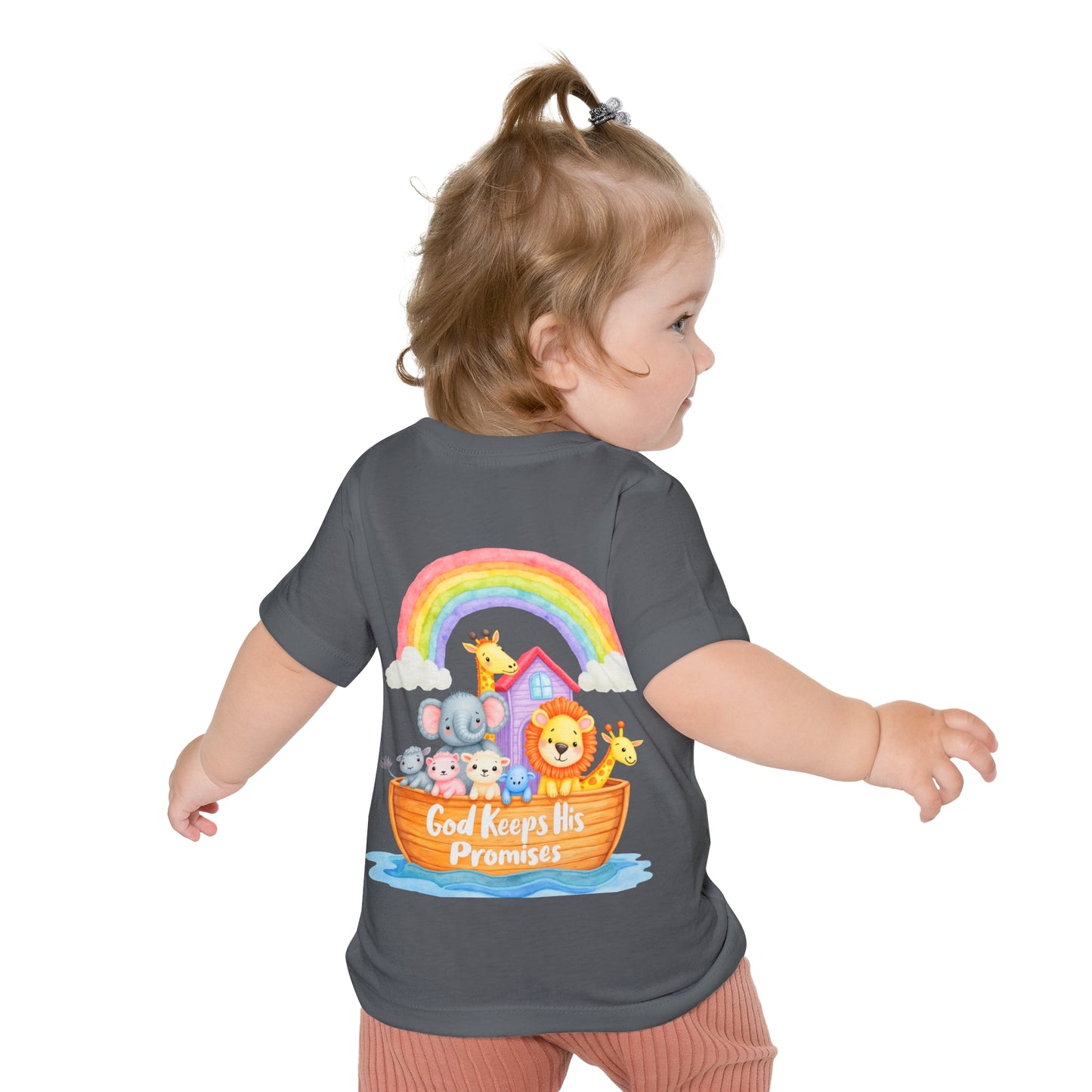 Baby T-Shirt — "God Keeps His Promises" Noah's Ark Rainbow Design
