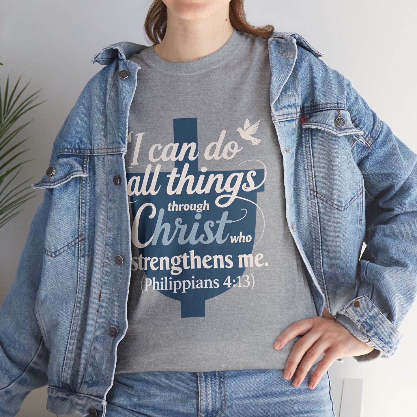 Philippians 4:13 Cotton Tee — "I Can Do All Things" Christian Prayer T-Shirt