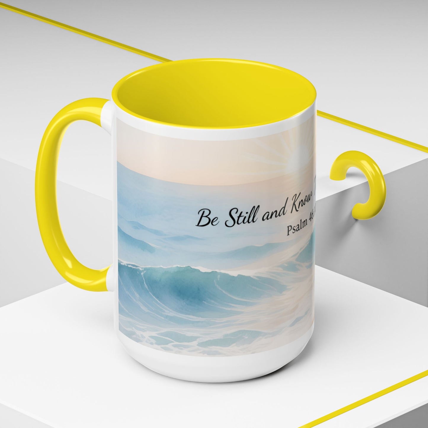Psalm 46:10 Ocean Coffee Mug – "Be Still and Know That I Am God" Inspirational Ceramic