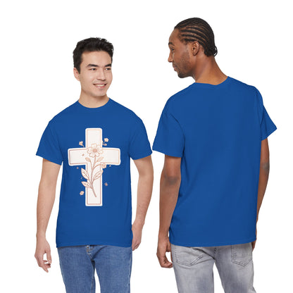 Floral Cross Tee — Delicate Bloom Christian T-Shirt