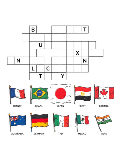 Around the World Crossword Adventure for Kids | 25+ crossword puzzles | Large, easy-to-read layout (8.5 x 11 inches) | PDF File | Digital Download