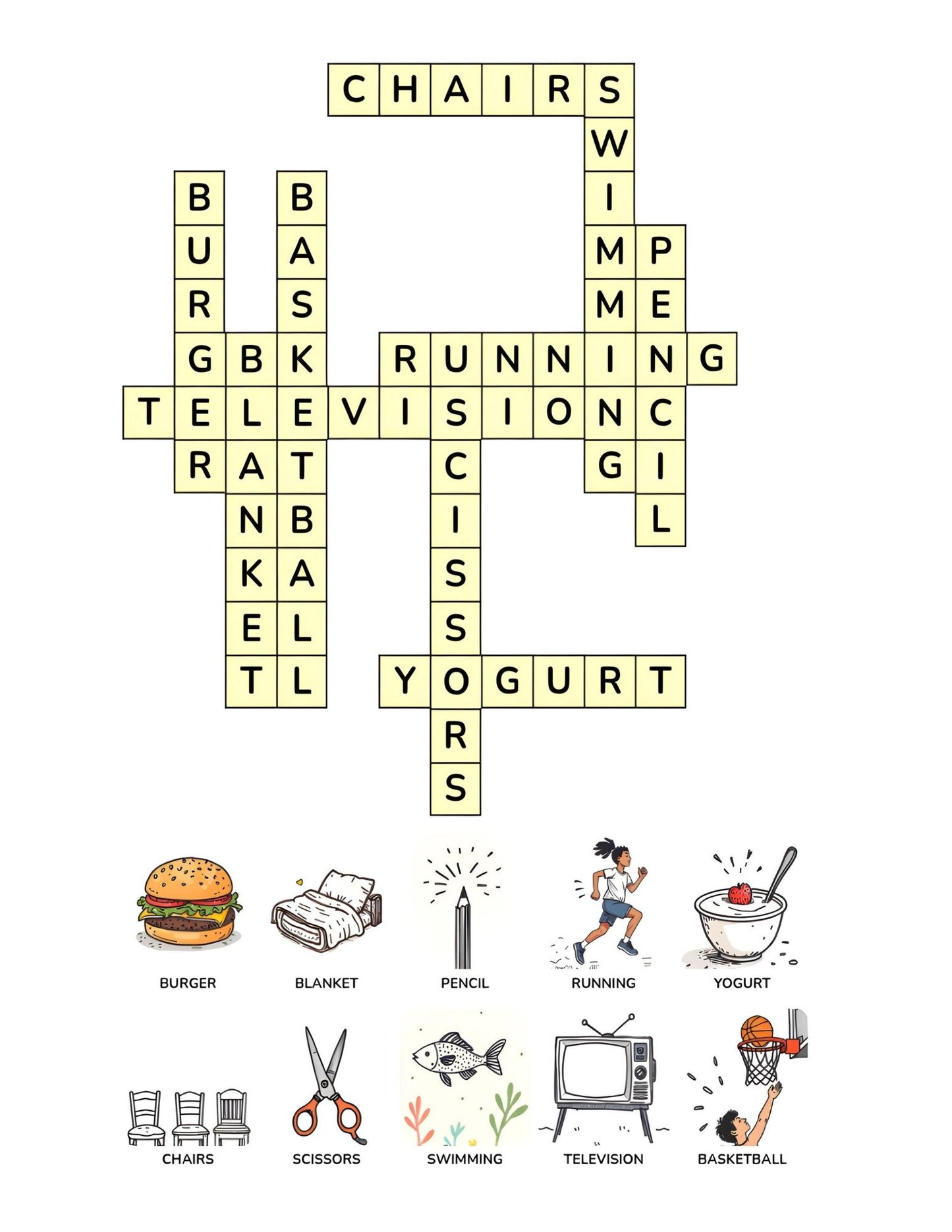 Everyday Words Crossword Book for Kids | 25+ crossword puzzles | Large, easy-to-read layout (8.5 x 11 inches) | PDF File Digital Download