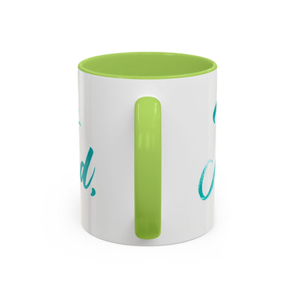 Scripture Accent Coffee Mug — Teal Hand-Lettered Encouragement (11/15 oz)