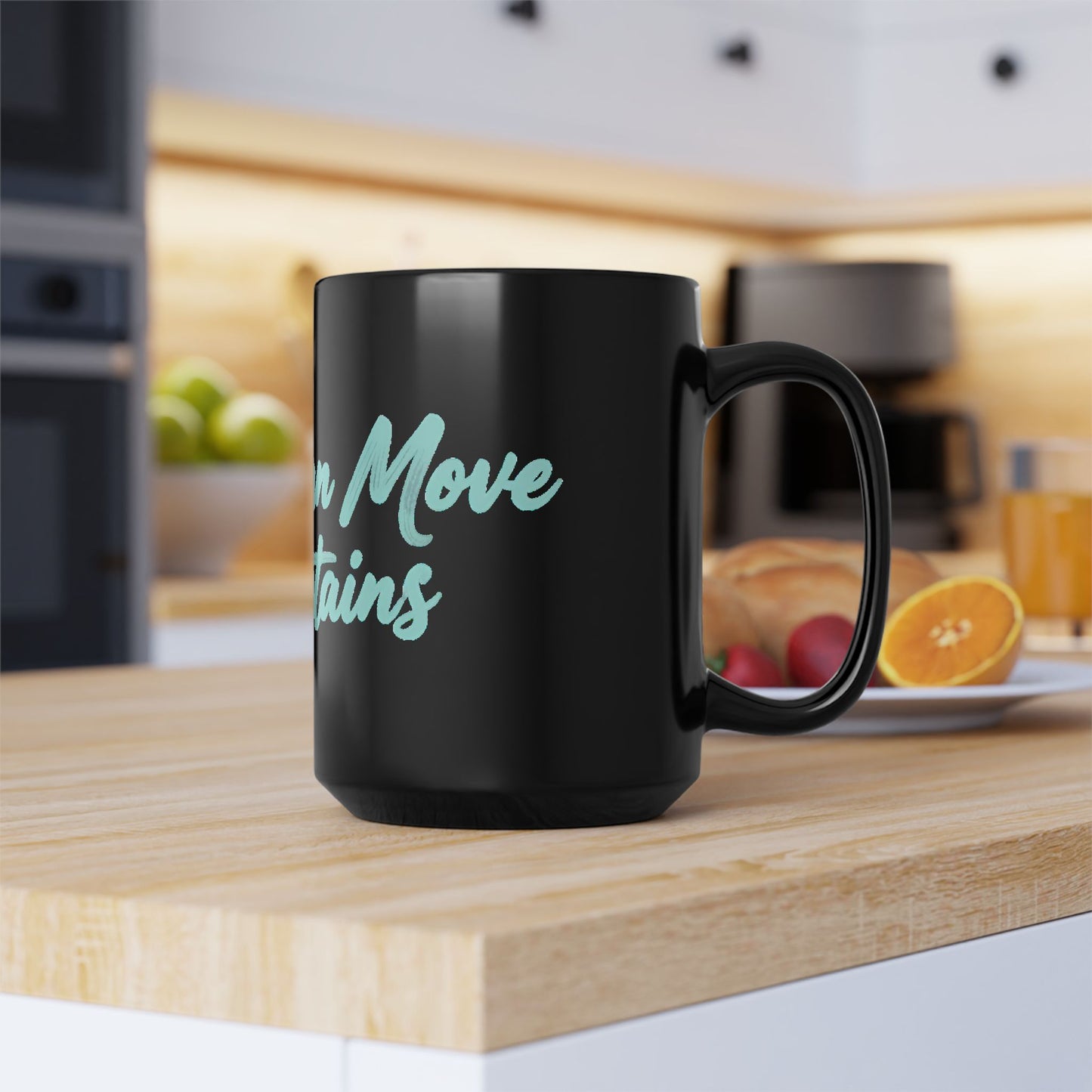 Keep Going Black Ceramic Mug — Aqua Script Inspirational Coffee Cup (11oz & 15oz)