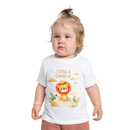 Strong & Courageous Lion Baby T-Shirt — Cute Nursery Tee for Baby Shower & Newborn