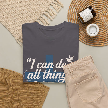 Philippians 4:13 Cotton Tee — "I Can Do All Things" Christian Prayer T-Shirt