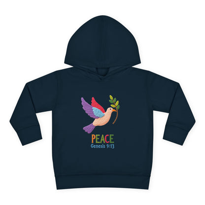 Toddler Hoodie — Colorful Peace Dove with Olive Branch & “PEACE Genesis 9:13”