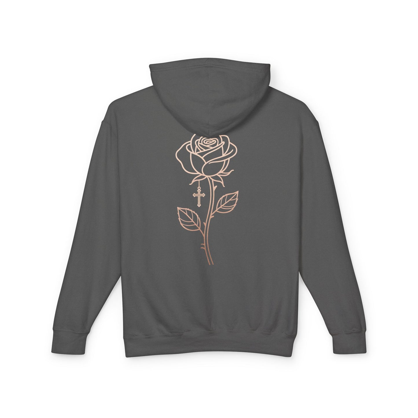 Lightweight Rose Line Hoodie — Subtle Single-Line Floral Design