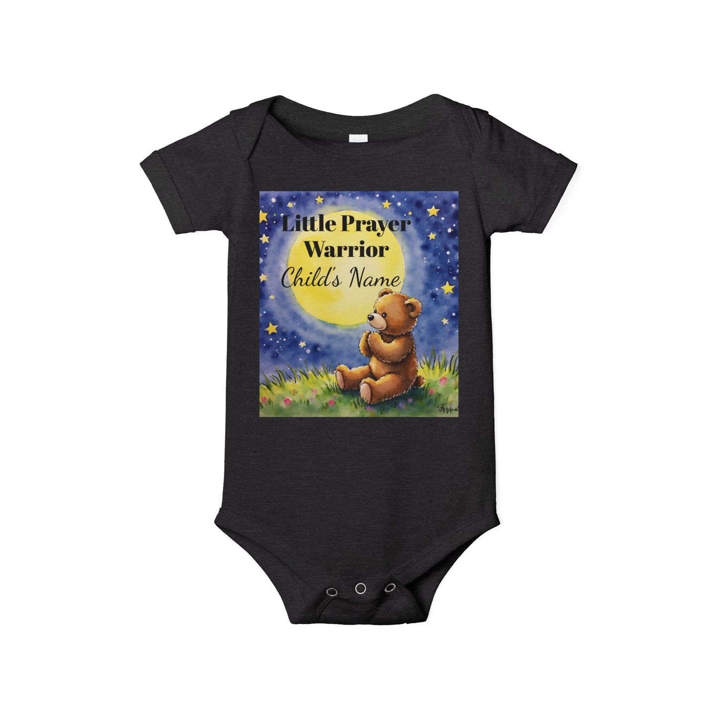 Infant One-Piece — 'Little Prayer Warrior' Bear Baby Bodysuit (Personalize Name)