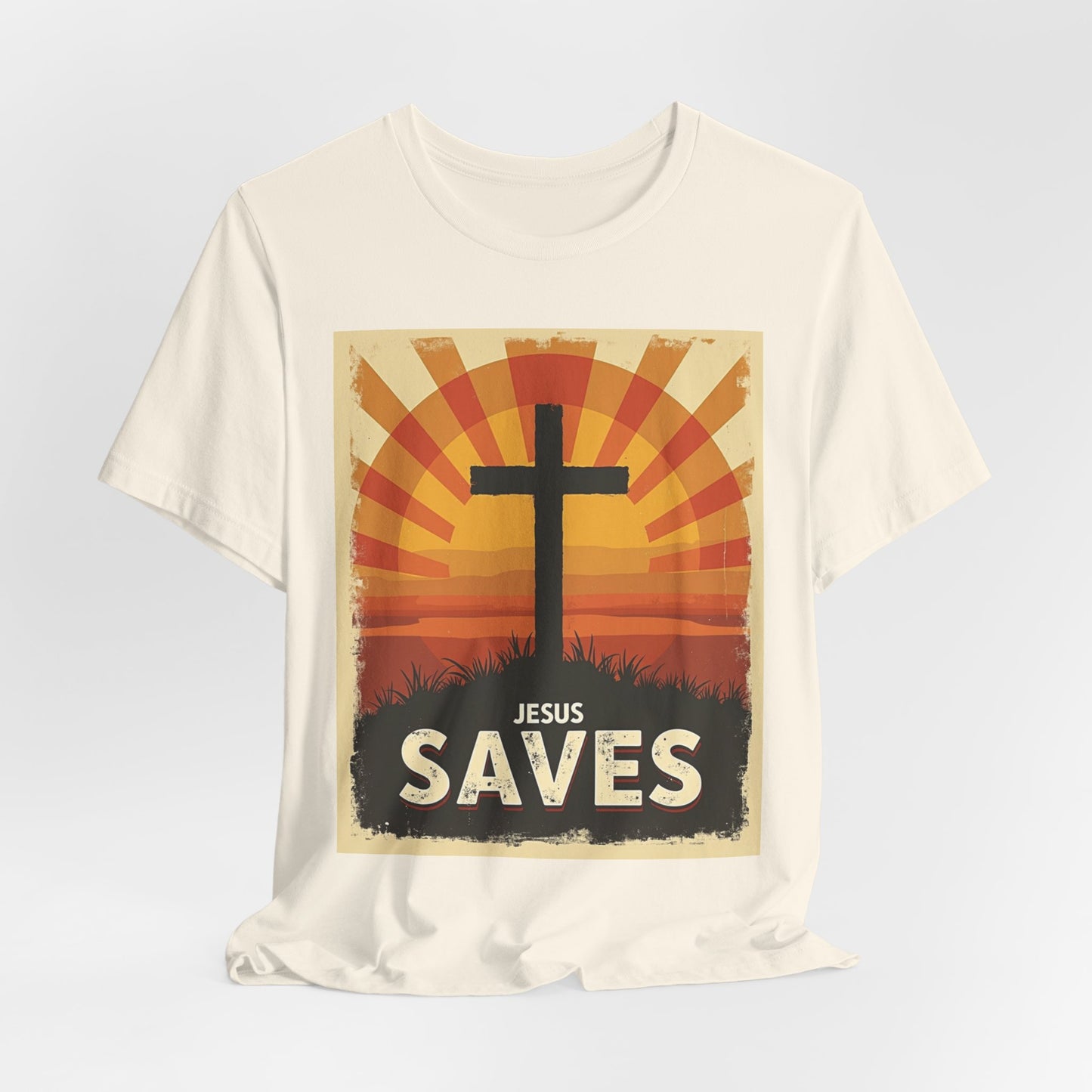 Jesus Saves Cross tee | Christian faith shirt, sunrise graphic | Perfect Gift for Mom and Dad | Friends and Family Shirt