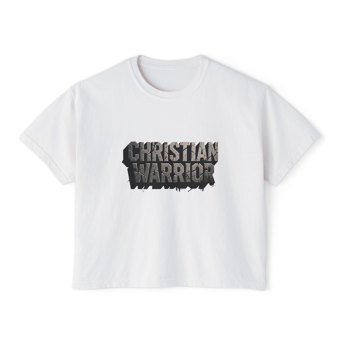 Christian Warrior Boxy Tee — Women's Faith Graphic Shirt