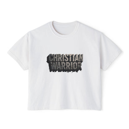 Christian Warrior Boxy Tee — Women's Faith Graphic Shirt