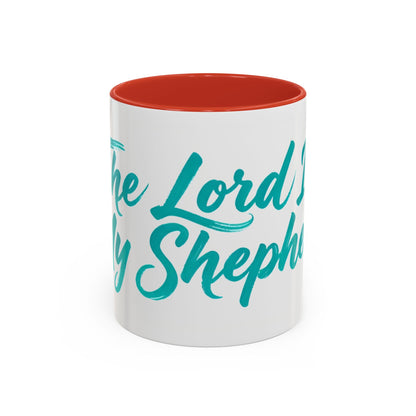 Scripture Accent Coffee Mug — Teal Hand-Lettered Encouragement (11/15 oz)
