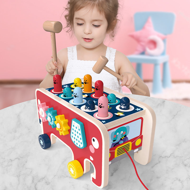 Kids Wooden Pounding Bench Animal Bus Toy 5440aadc849d2d5ee8afad3b21ed414a