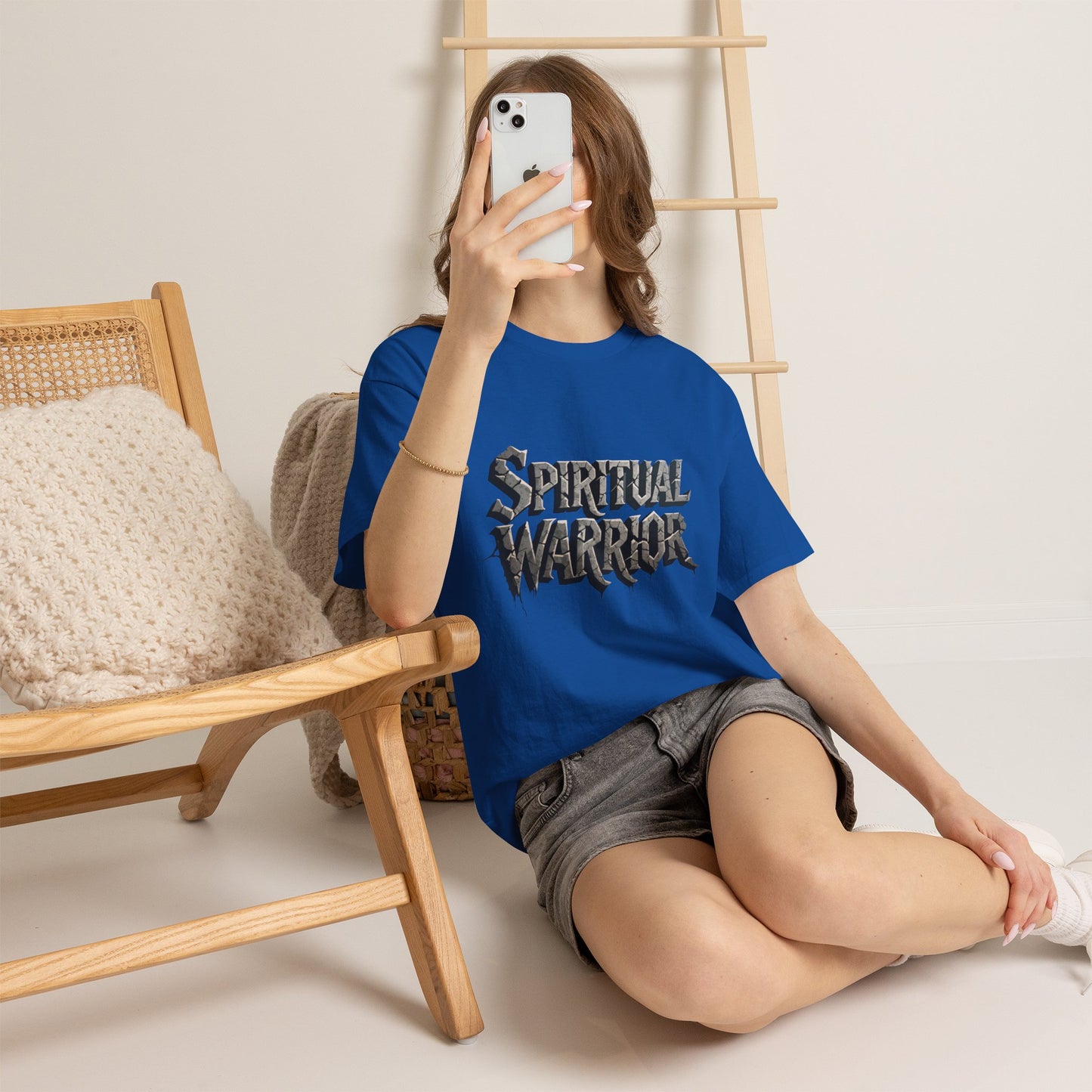 Spiritual Warrior T-Shirt — Gothic Lettering Faith & Strength Tee