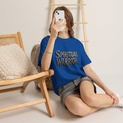 Spiritual Warrior T-Shirt — Gothic Lettering Faith & Strength Tee