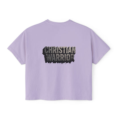 Christian Warrior Boxy Tee — Women's Faith Graphic Shirt