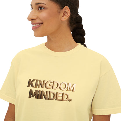 Kingdom Minded Boxy Tee — Women's Faith-Inspired Cropped T-Shirt