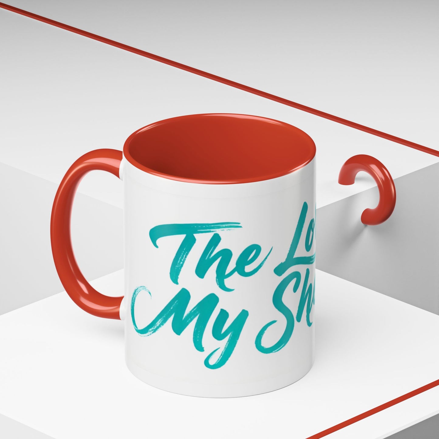 Scripture Accent Coffee Mug — Teal Hand-Lettered Encouragement (11/15 oz)