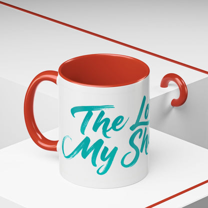 Scripture Accent Coffee Mug — Teal Hand-Lettered Encouragement (11/15 oz)