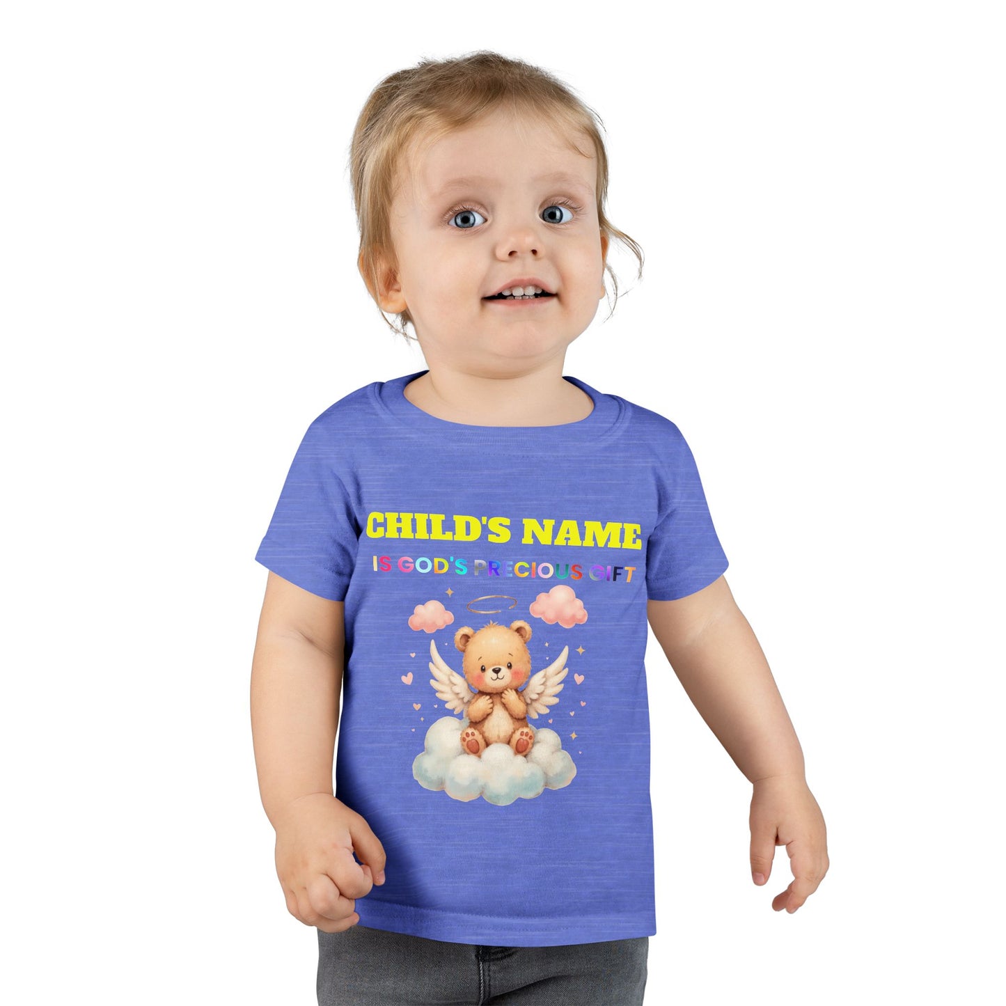 Toddler T-Shirt — Personalized "Child's Name Is God’s Precious Gift" Angel Bear Tee