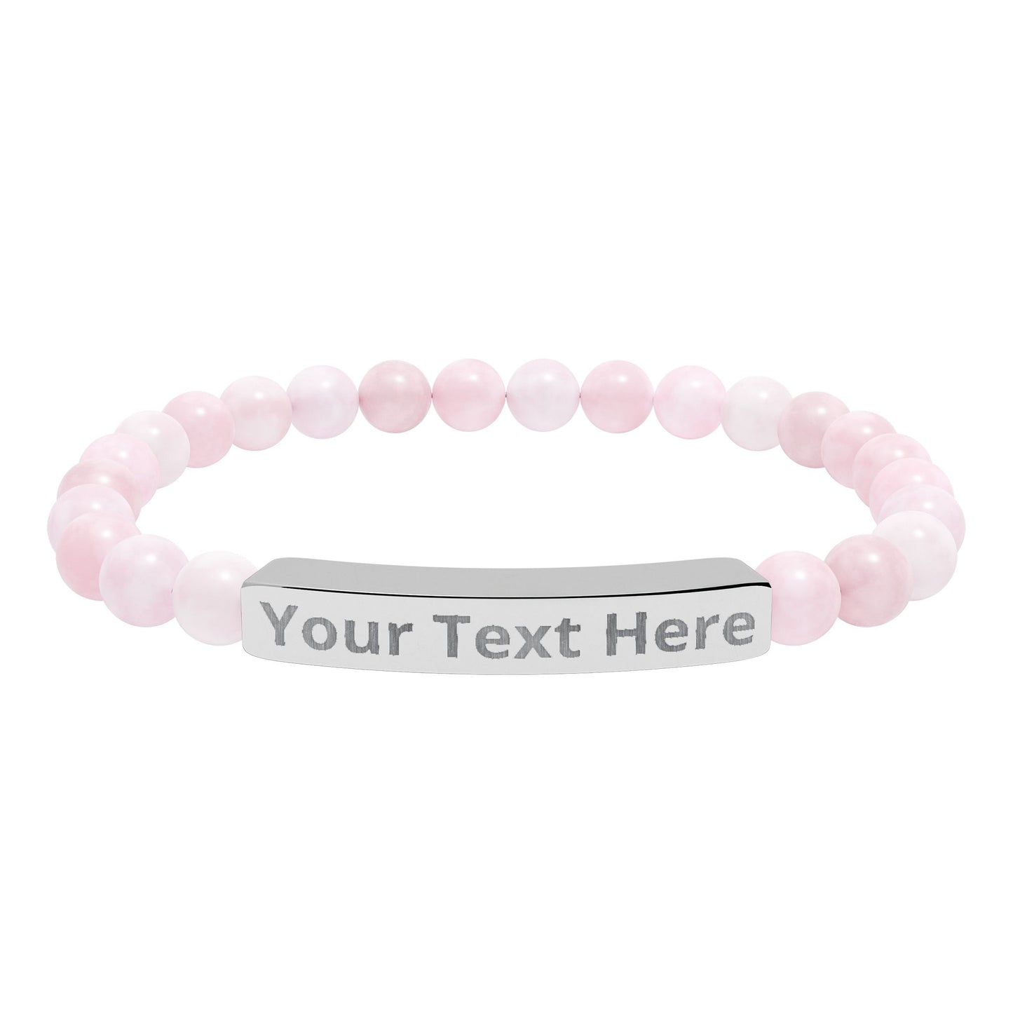 Engravable Natural Stone Stretch Bracelet — Personalized Bar Bead Bracelet