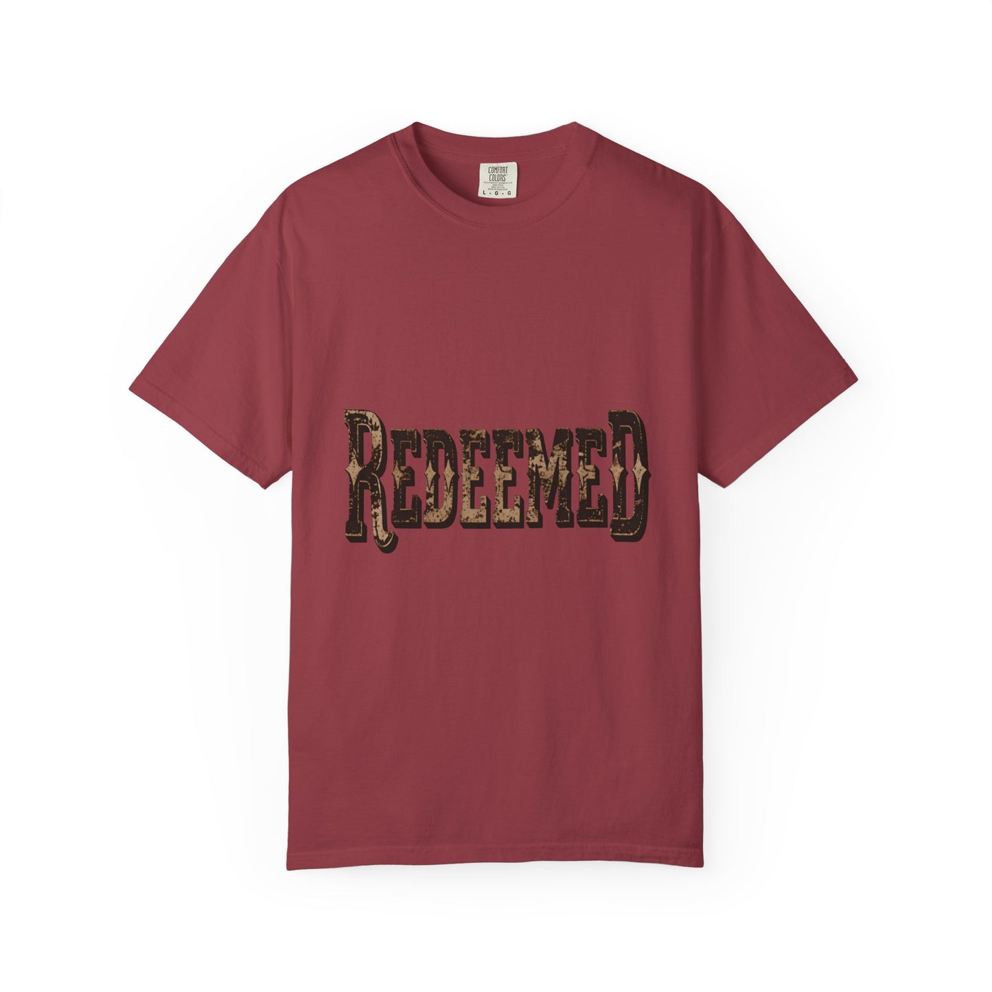 Garment-Dyed Statement Tee — Bold Single-Word Typographic Front