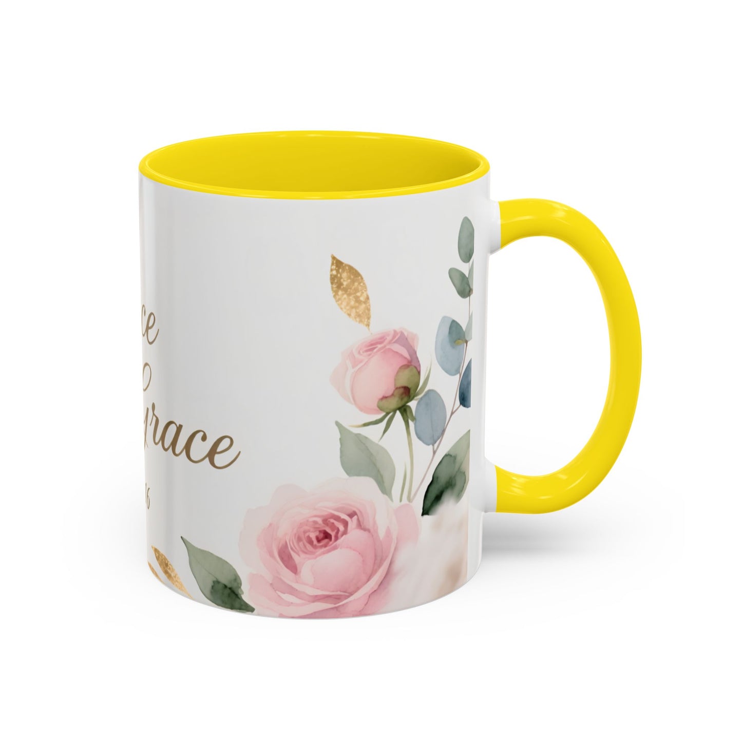 Grace Upon Grace Coffee Mug — Floral John 1:16 Scripture Accent Mug