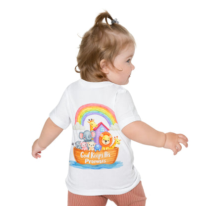 Baby T-Shirt — "God Keeps His Promises" Noah's Ark Rainbow Design
