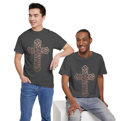 Floral Cross Tee – Delicate Pink Botanical Christian T-Shirt