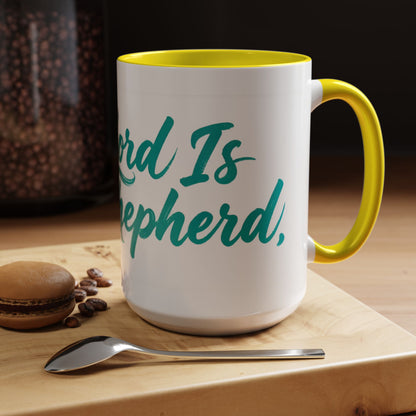 Scripture Accent Coffee Mug — Teal Hand-Lettered Encouragement (11/15 oz)