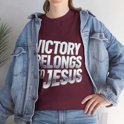 Victory Belongs to Jesus T-Shirt — Heavyweight Christian Faith Tee