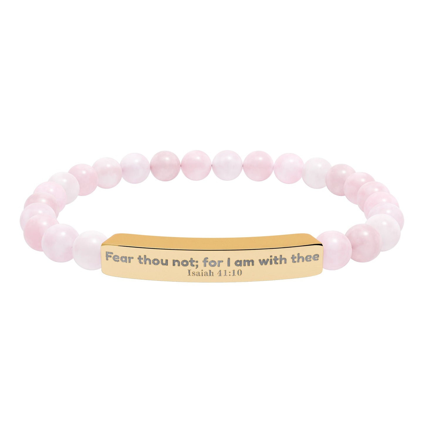 Engravable Natural Stone Bead Bracelet — Personalized Bar Stretch Bracelet