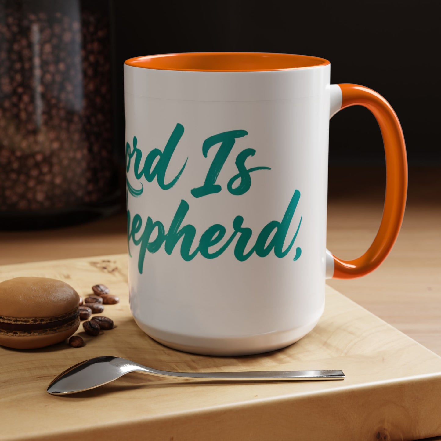 Scripture Accent Coffee Mug — Teal Hand-Lettered Encouragement (11/15 oz)