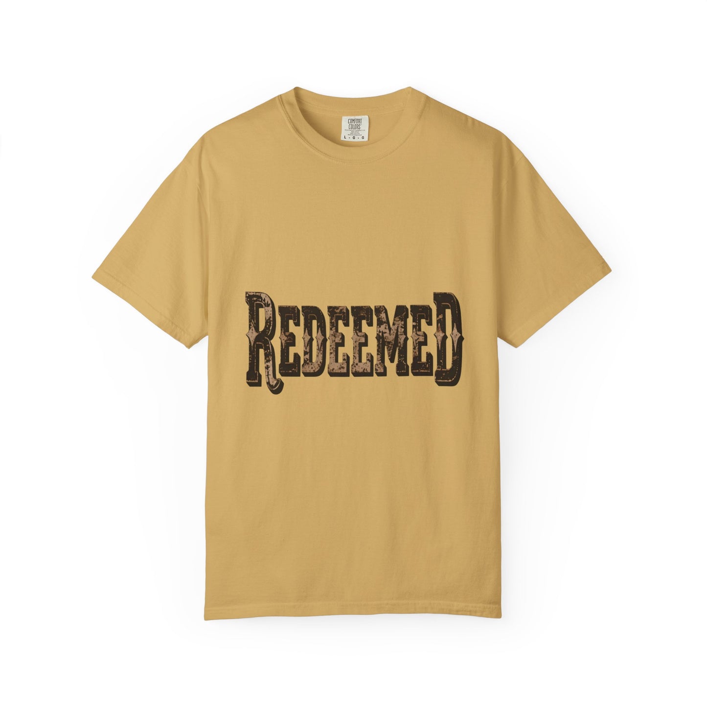 Garment-Dyed Statement Tee — Bold Single-Word Typographic Front